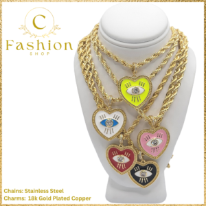 Colorful Enamel Heart Eyes Necklaces